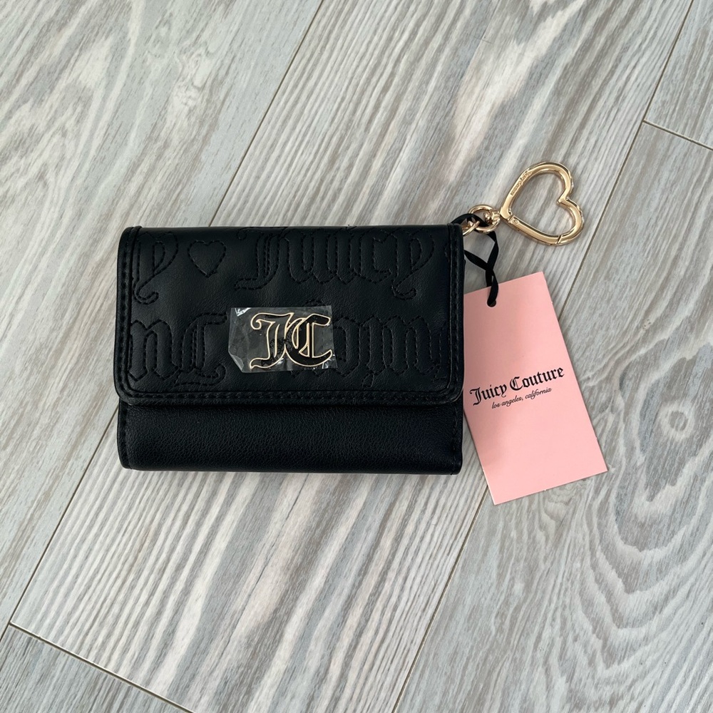 Juicy Couture Black Wallet with Gold Heart Keychain